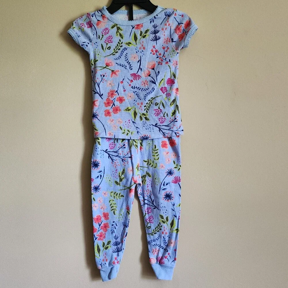 Wonder Nation Floral T-Shirt & Pant Pajama Set Size 18 Months NWOT - Picture 2 of 5